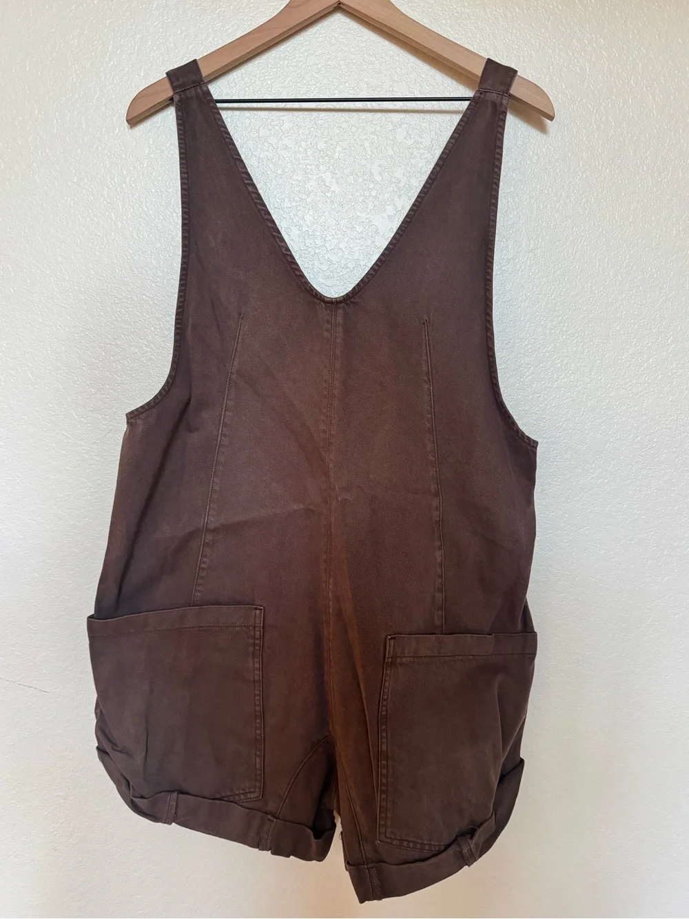Free People Brown Short Denim Overalls